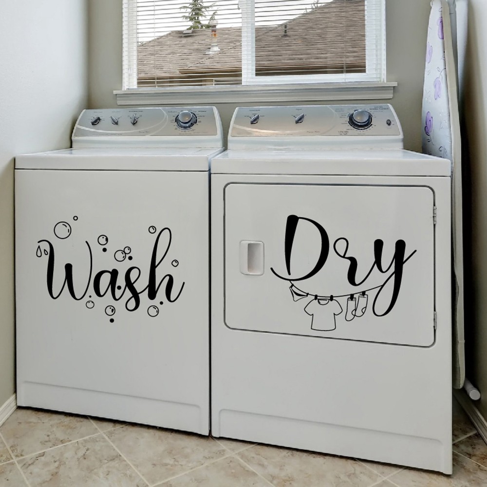 Jual Wash Dry Washer Dryer Laundry Vinyl Art Decals Removable ...