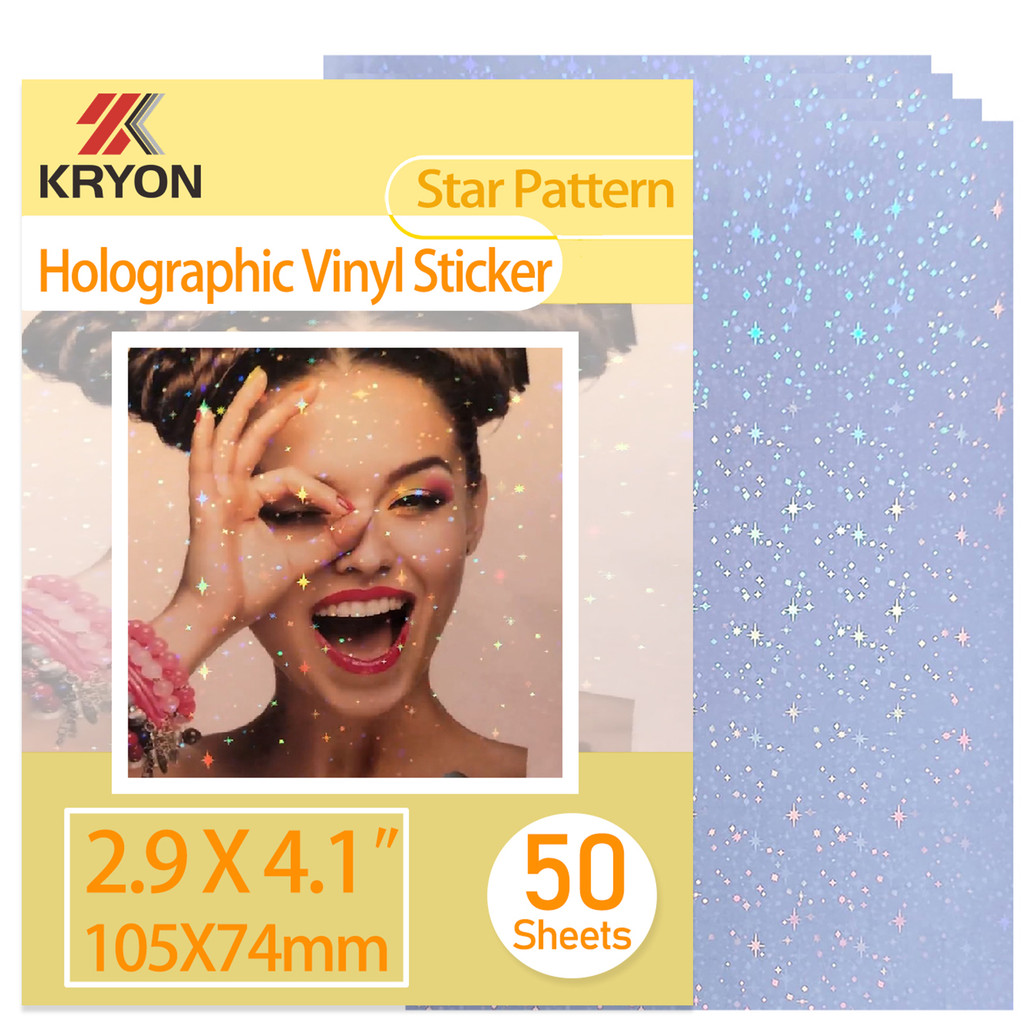 Jual 50 Sheets Star Pattern Size: 2.9X 4.1 Inch Holographic Sticker ...