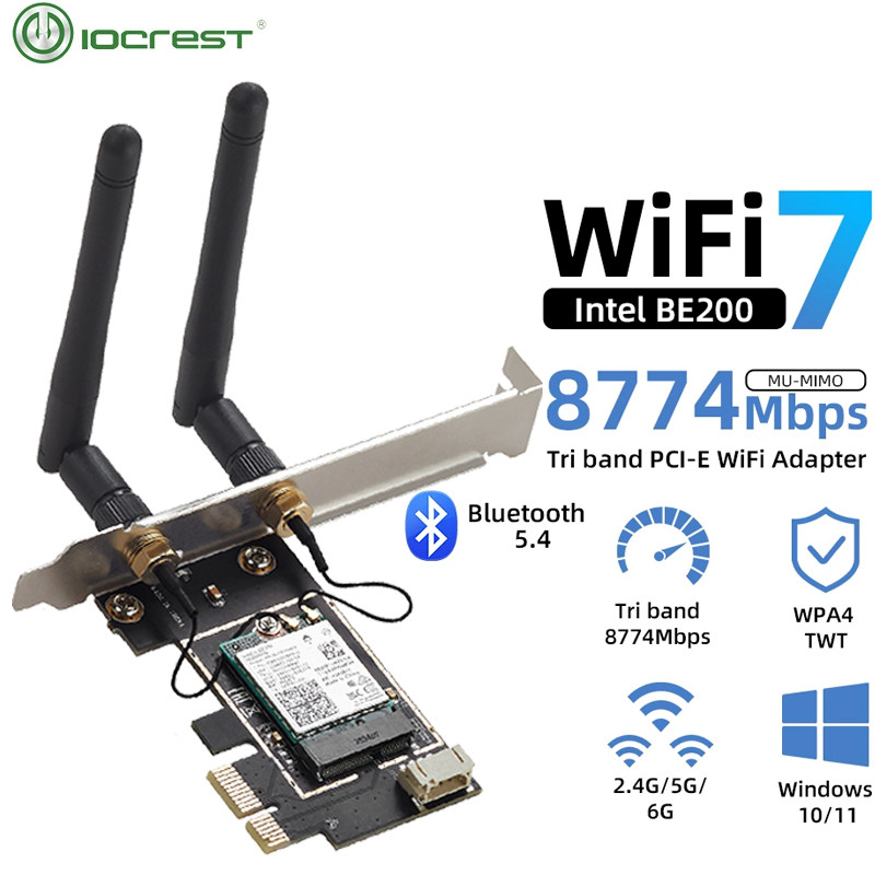 Jual Wireless WiFi 7 Intel BE200 PCI-E Network Card Bluetooth 5.4 Tri ...