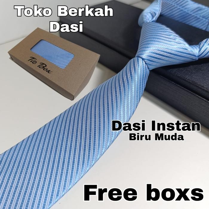 Jual Dasi Salur Biru Muda Dasi Pria free Box Dsi Dsi Instan Biru ...