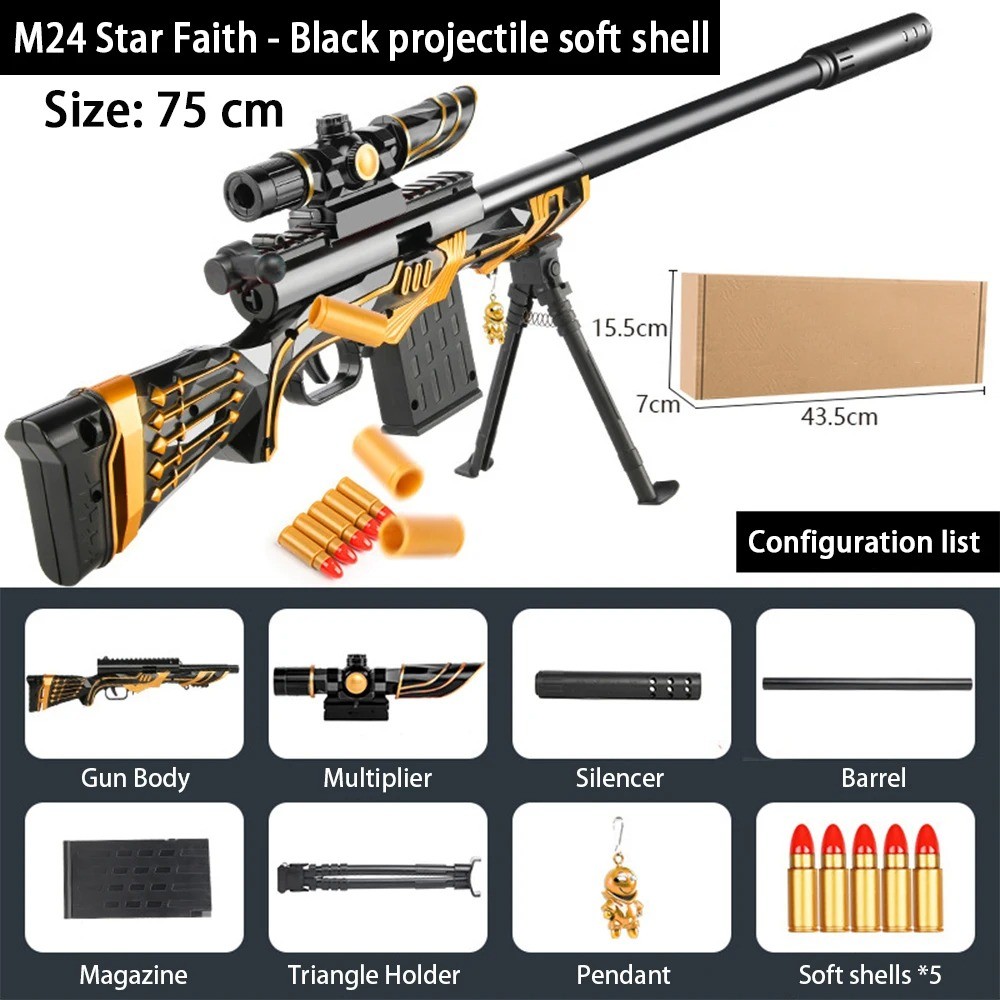 Jual Shell Ejection Soft Bullet Sniper Gun Rifle Foam Darts Blaster Toy ...