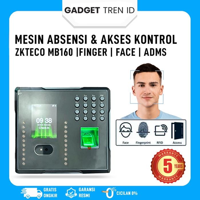 Jual Mesin Absensi & Akses Kontrol Wajah Support Adms Zkteco Mb160 ...