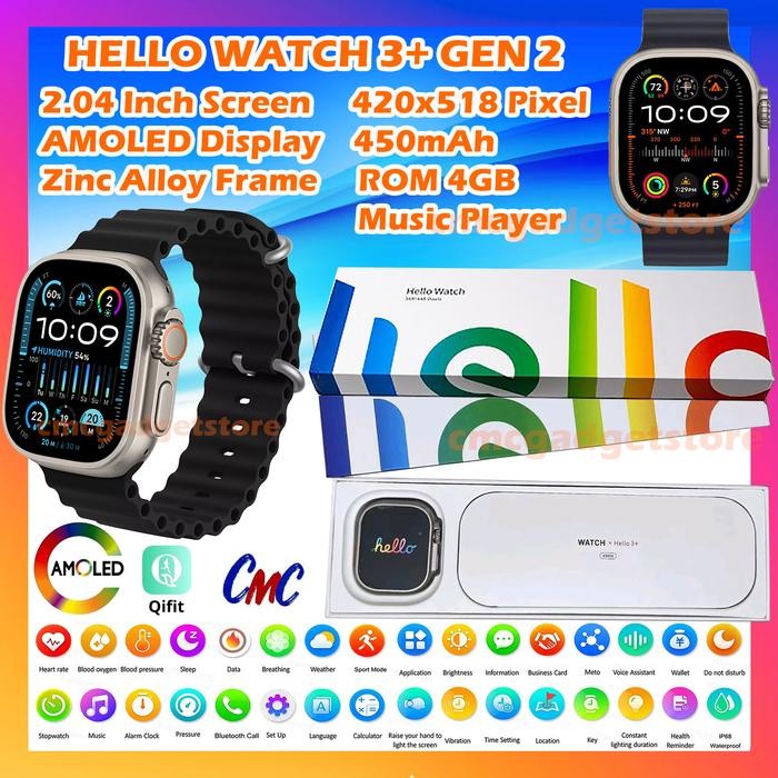 Jual Hello Watch 3 Plus Ultra Smartwatch AMOLED 2.04 inch Music 4GB ...