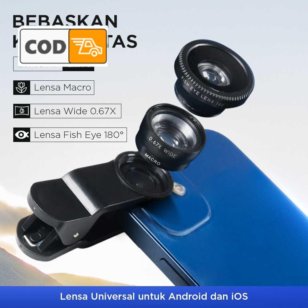 Jual Lensa Kamera HP 3 in 1 Fish Eye Makro Wide Angle untuk Smartphone ...