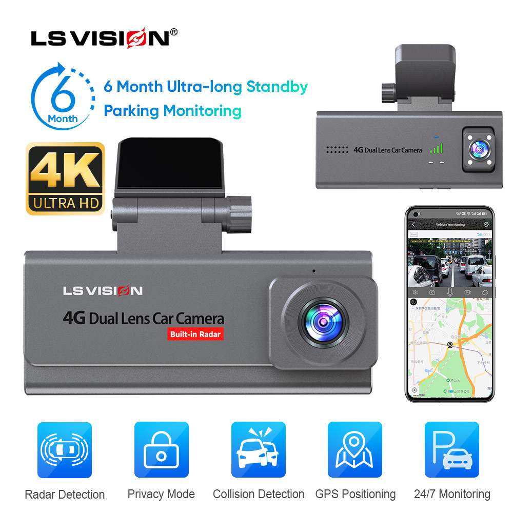 Jual LS VISION 4K 4G Car Surveillance Camera GPS Dual Lens Dashcam ...