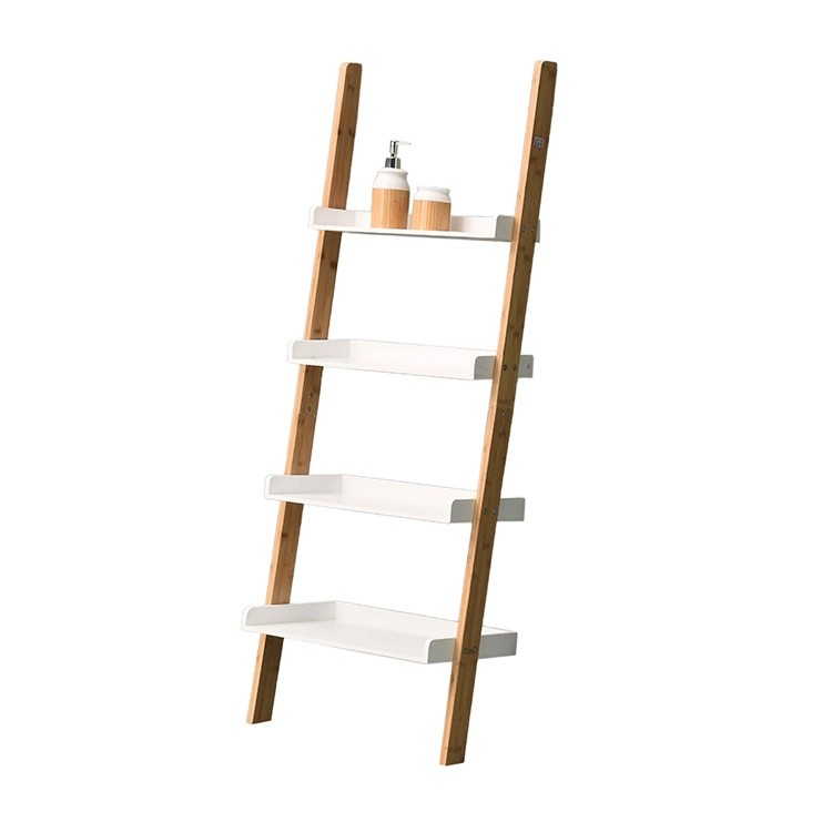 Jual Home Furniture MDF 4 Tiers Corner Tower Bath Wood Ladder Shelf for ...