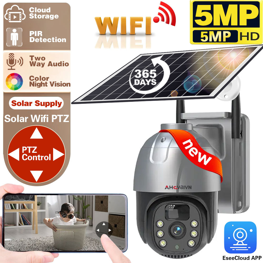Jual 5MP 4G Sim Card WIFI Solar Camera Built-in Battery PIR Detection ...