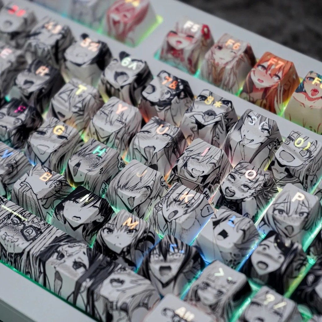 Jual 135 keys Translucent Cute Keycaps Anime Keycap PBT Dye Sublimation ...