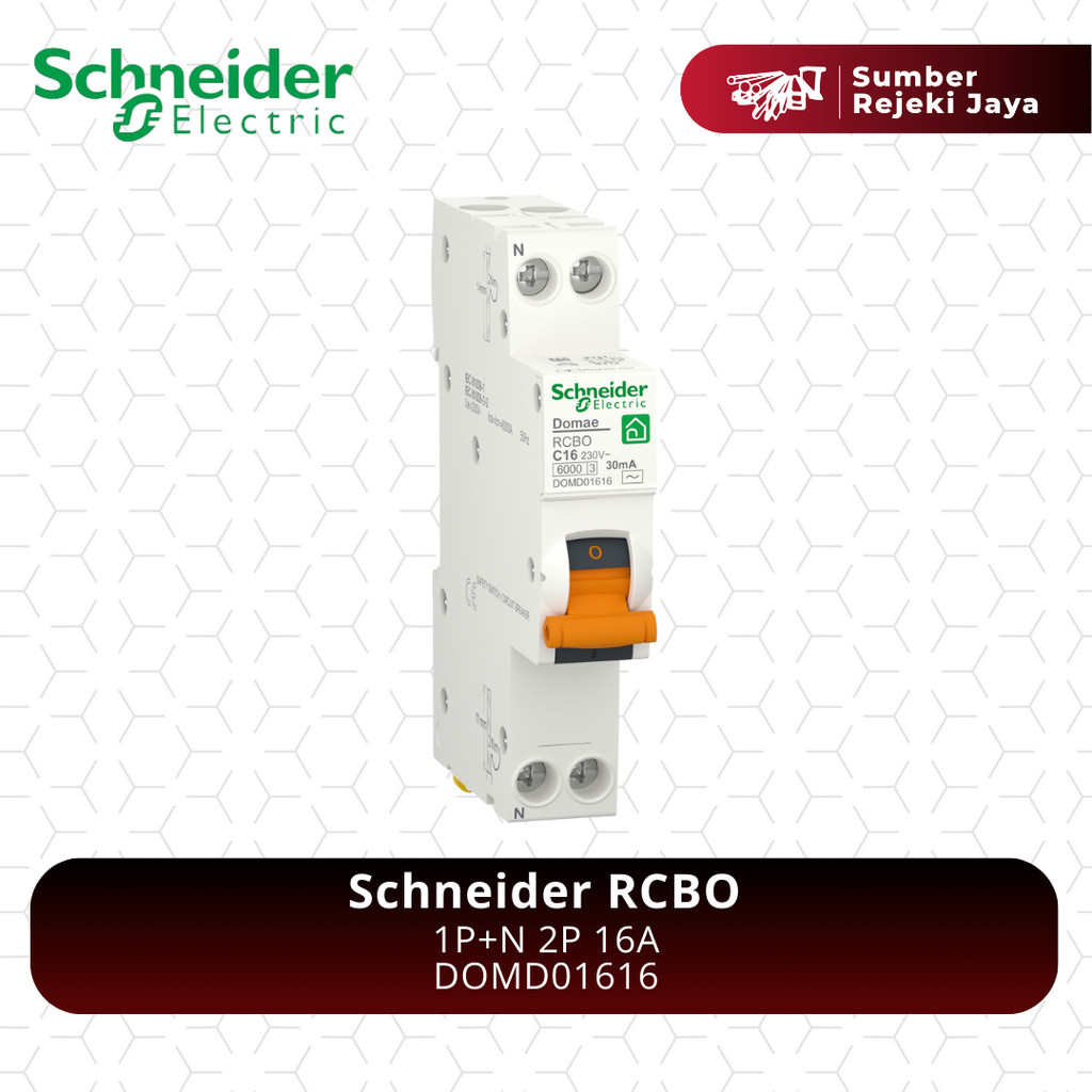 SCHNEIDER RCBO SLIM DOMAE 1P+N 2P 16A | DOMD01616
