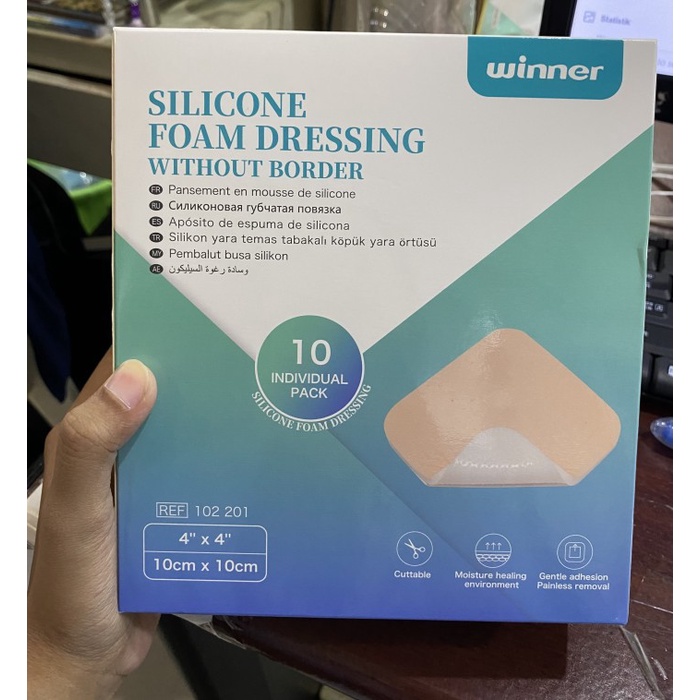 Jual Winner Silicone Foam Dressing Without Border 10cm x 10cm | Shopee ...