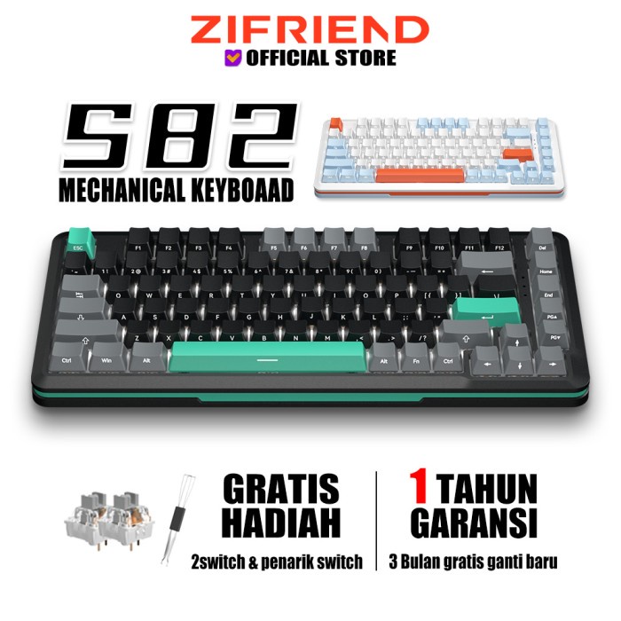 Jual ZIFRIEND S82 Mechanical Gaming Keyboard Hotswap 75% layout White ...