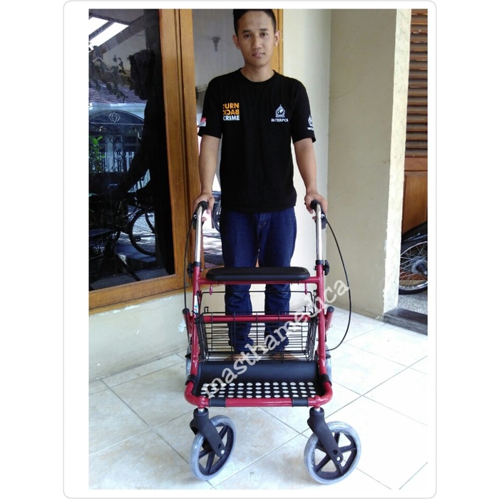 Jual Ready Rollator Beroda Walker Roda + Tempat Kursi Duduk +Tongkat ...