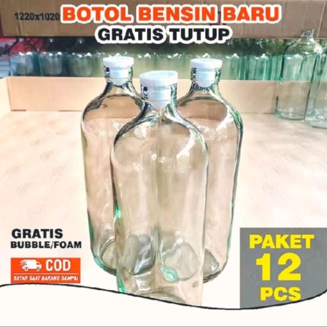 Jual Botol Kaca 1 Liter Paket 12 Pcs Baru Botol Bensin Botol Jamu Botol ...
