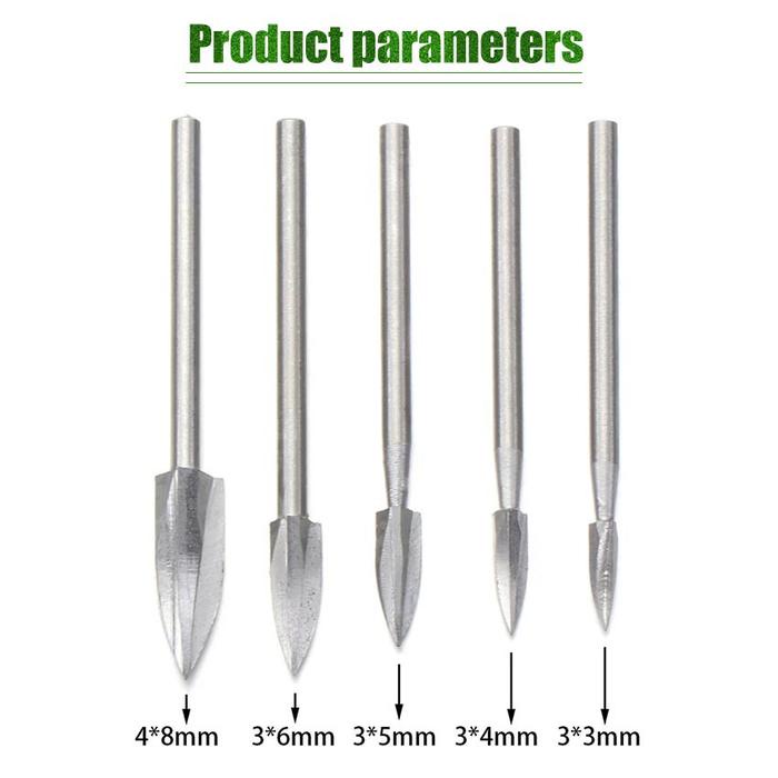 Jual 5pcs/Set Mata Bor Ukir Kayu Wood Carving Drill Bit Milling Cutter ...