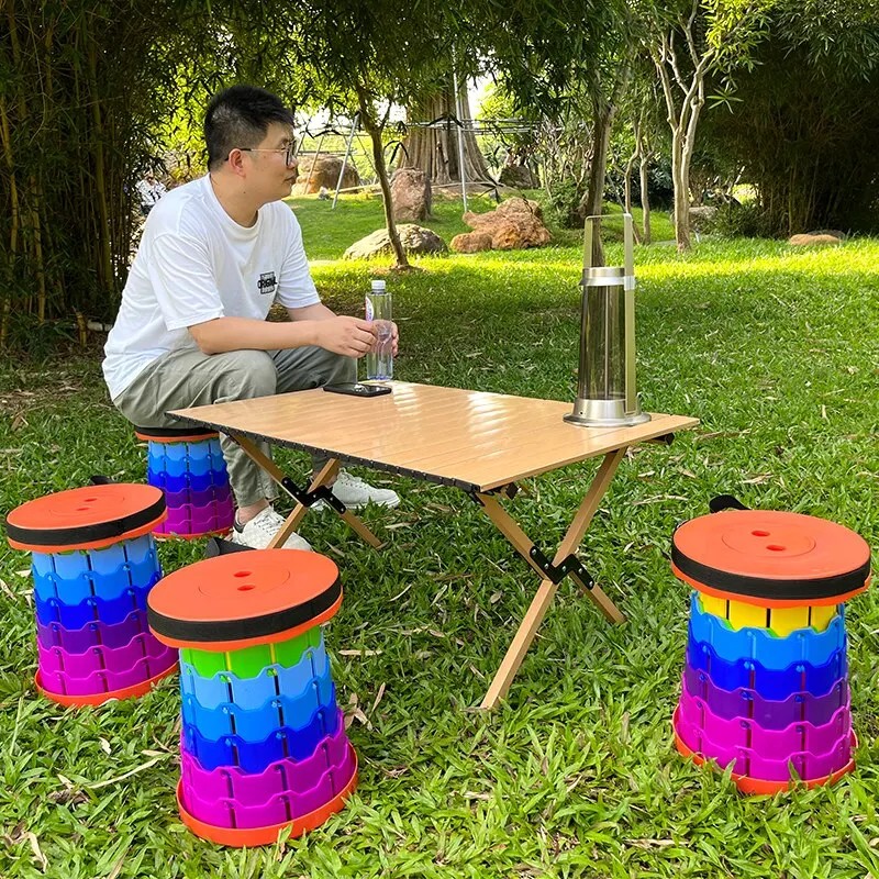 Jual Portable round Folding Chair Accordion Chair Height Adjustment ...