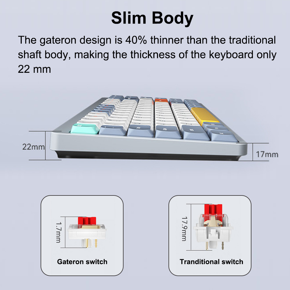 Jual Iblancod Wireless Mechanical Keyboard 84 Keys 2.4G+Bt5.0+Type-C 75 ...