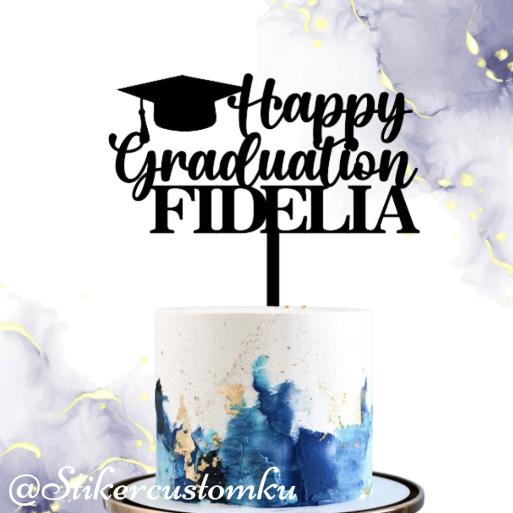 Jual Topper Akrilik Happy Graduation Custom Topper Cake Happy ...