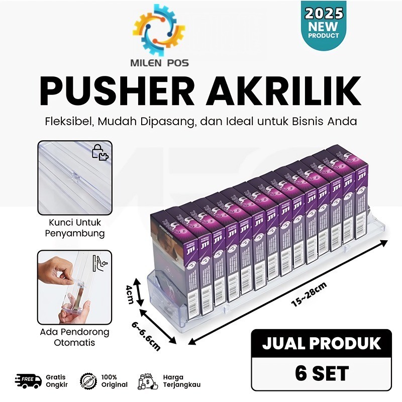 Jual [cod]Pusher Rokok 6Set / Rak Rokok Akrilik/Ukuran: Panjang 15-28cm ...