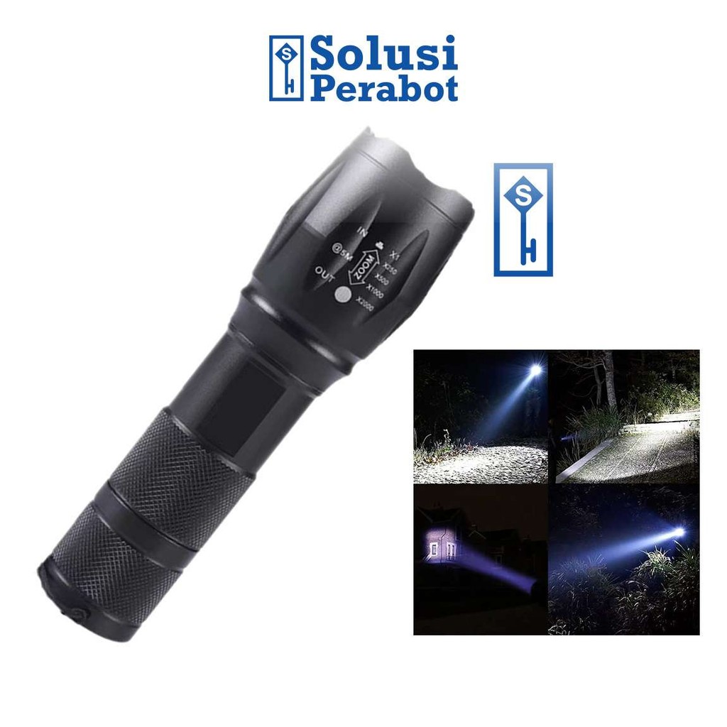 Jual Senter LED SWAT Aluminium Zoom 1000 lumen 5 Mode Cahaya E018x SP ...