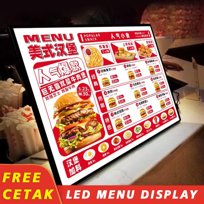 Jual LED MENU DISPLAY Size A3 & A4 Bisa POTRAIT&LANDSCAPE | Shopee ...