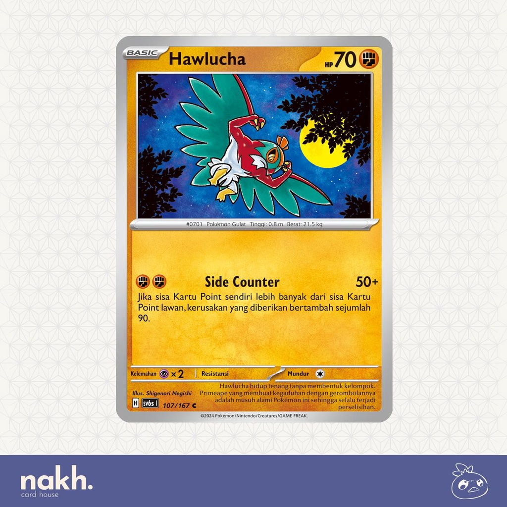 Jual Kartu Pokemon TCG Indonesia topeng transfigurasi sv6s 107/167 Hawlucha  | Shopee Indonesia