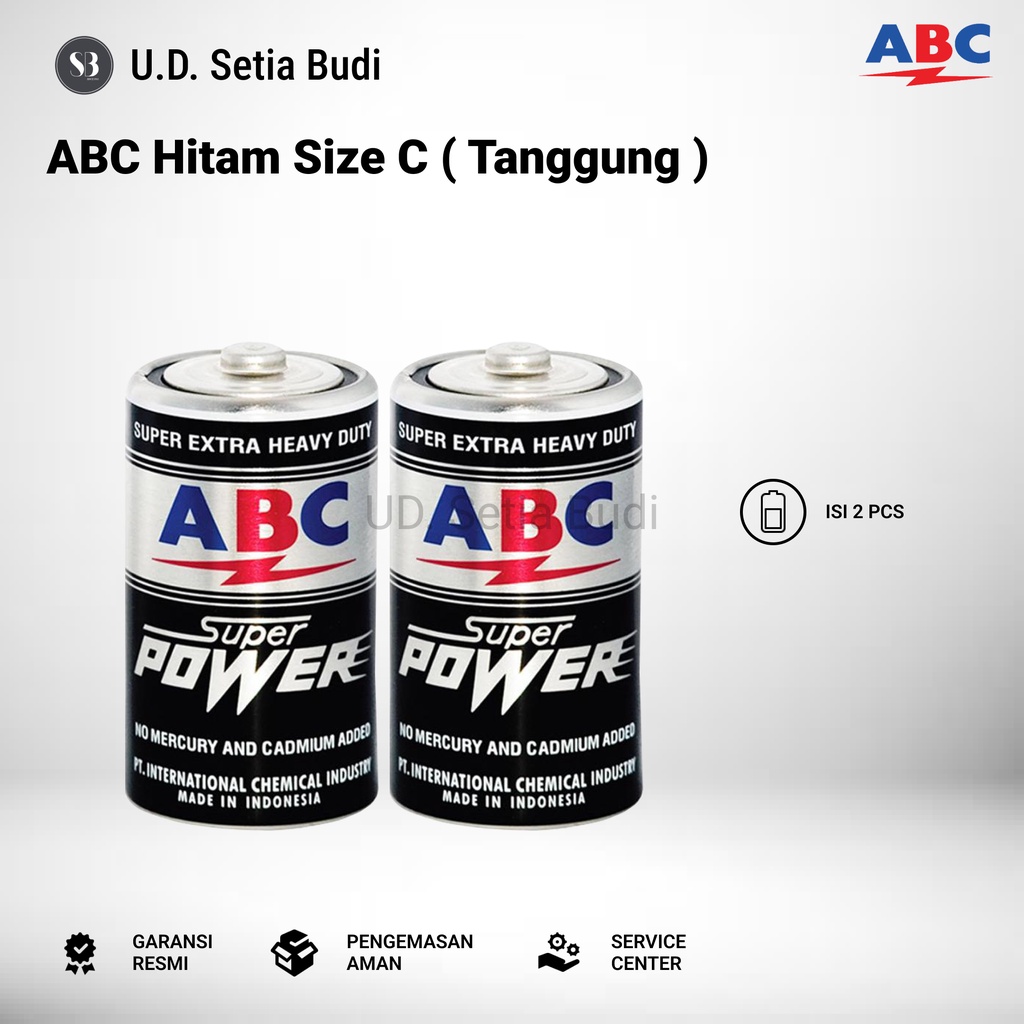 Jual Baterai ABC Hitam Tanggung Size C Battery ABC Super Power R14 1.5V ...