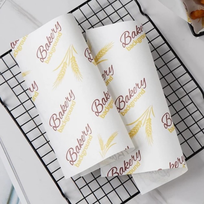 Jual kertas roti motif / wax paper / baking paper motif BAKERY GANDUM ...