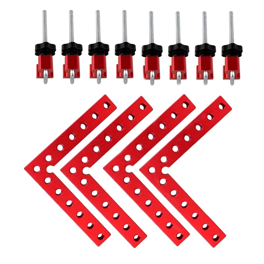 90 Degree Positioning Squares, Aluminum Alloy Right Angle Clamp For Woodworking L Type Corner Clamp Position Tool With 4 Clamps For Box Door Picture Frames 140mm - View #3