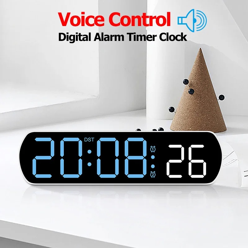 Jual Voice Control Digital Alarm Timer Electronic Clock LED Dual Alarms ...