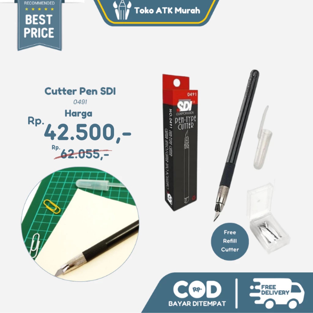 Jual Art Knife Pen-Type Cutter SDI No. 0491 Ergonomis | Shopee Indonesia