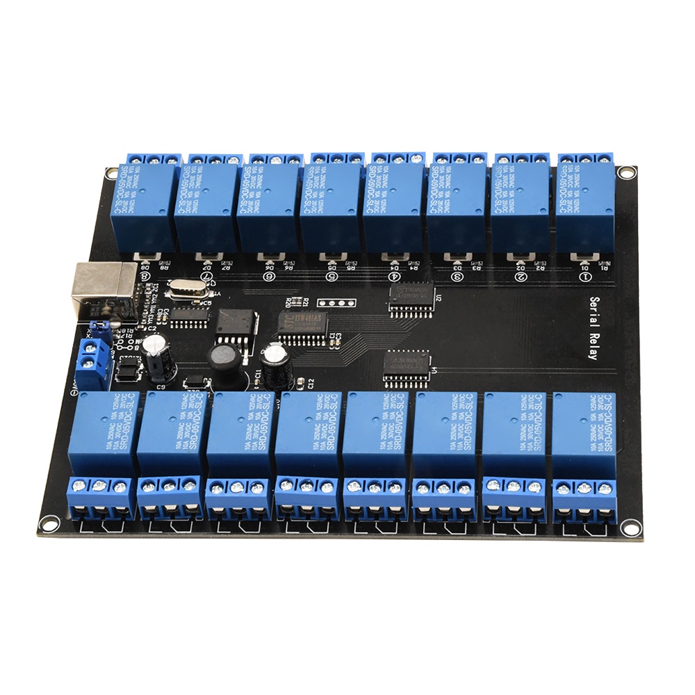 Jual 16 Channel 16 CH Serial Relay Module DC 7V-38V 10A 250V Load USB ...