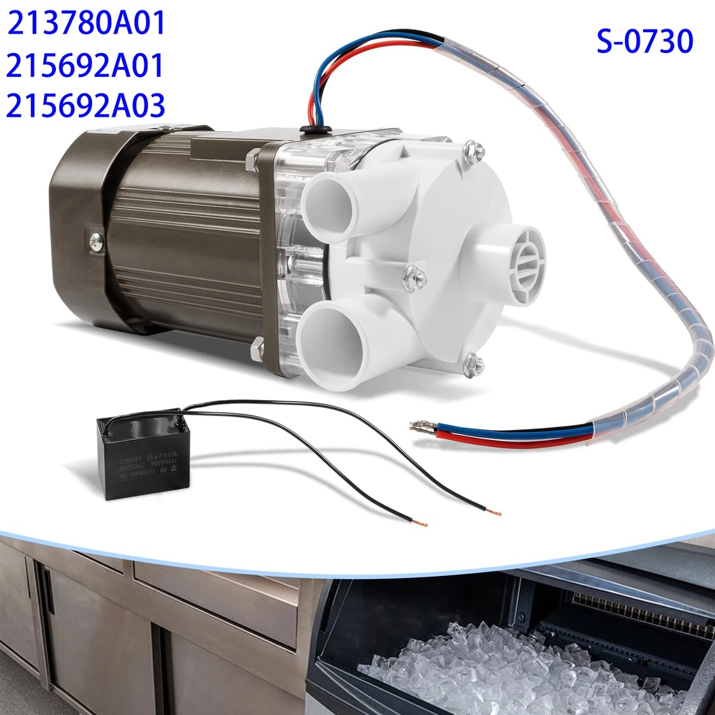 Gruppo motore pompa acqua muslimate per macchina del ghiaccio Hoshizaki equivalente, 120V 53.4W 0.4 Amp, sostuire KM630MAH, KM900MAH ecc