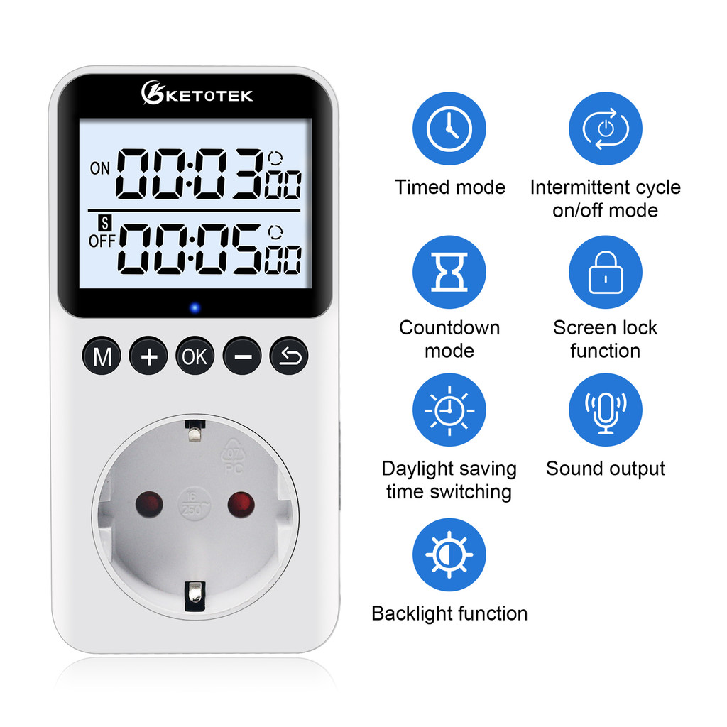 Jual Digital Timer Switch Socket Kitchen Timer Outlet Programmable ...