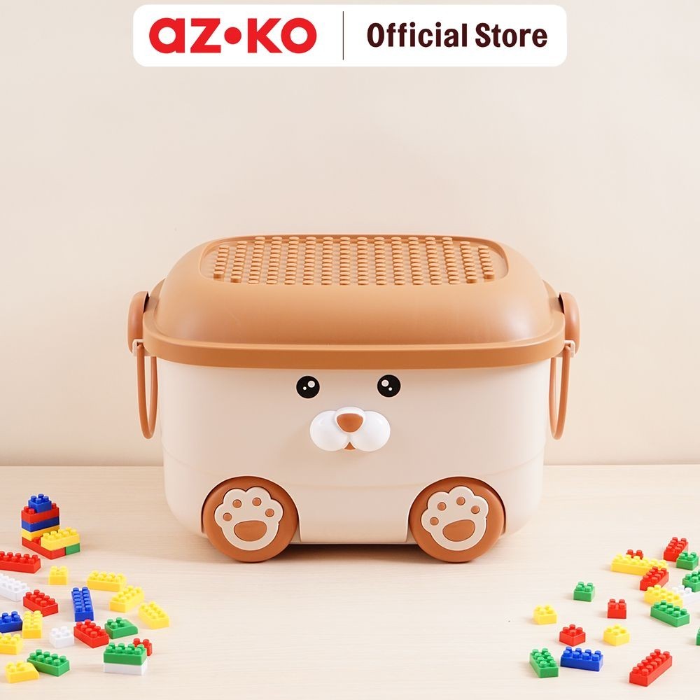 Jual AZKO STORA KOTAK PENYIMPANAN ANAK DENGAN RODA SEAL - COKELAT KOTAK ...
