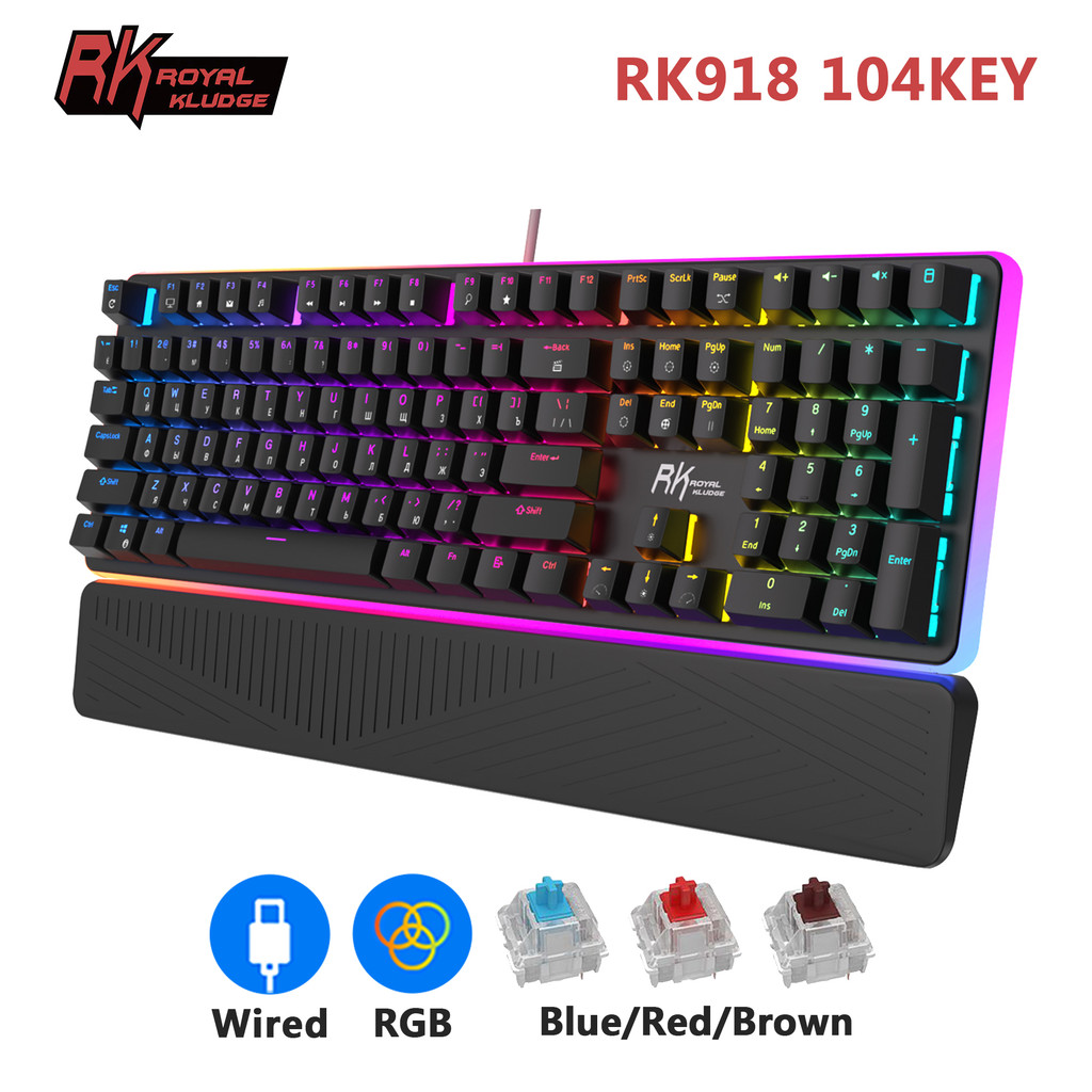 Jual Rk Royal Kludge Rk918 Wired Mechanical Keyboard 108 Keys 100% Rgb ...