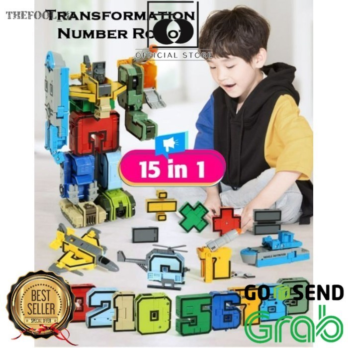 Jual Mainan Number Robot Angka 15 in 1 Original Mainan Transformer ...