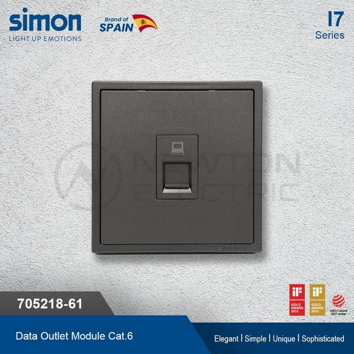 Jual Simon I7 Data Outlet Cat 6 - Grey Abu-Abu (Tanpa Frame) | Shopee ...