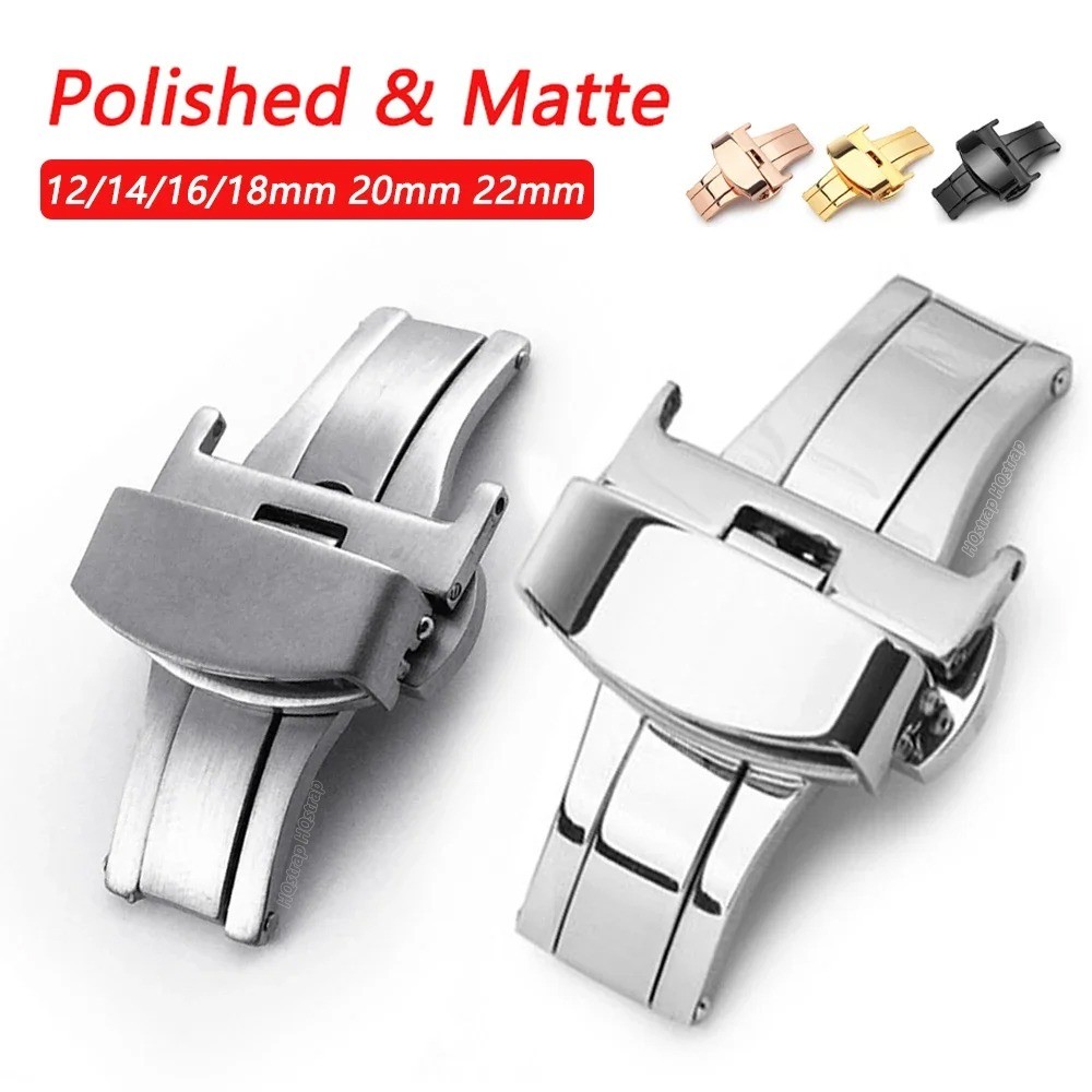 Jual Stainless Steel Butterfly Buckle Polished Matte Button Wat Band ...