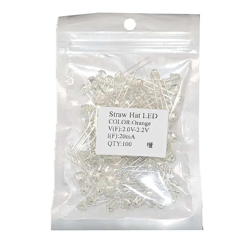 Jual BEST SELLER 100PCs 5mm straw hat LED light emitting diode bright ...