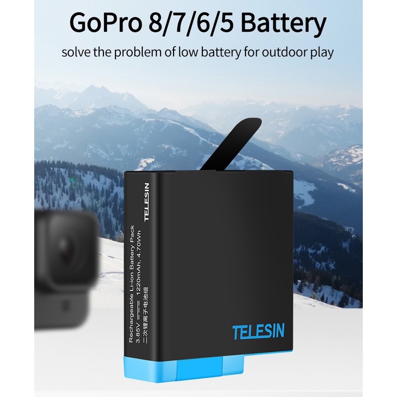 COOLSHOW Hero 8 7 6 5 Battery 1220mAh (2 Packs) and Triple Hero 8 Charger Compatible with GoPro Hero 8 7 6 5 2018 Black (2 Battery and 1 Charger