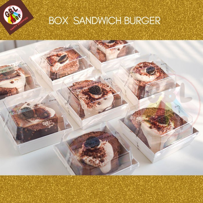 Jual (BestSeller) Kotak Kue Mika 10x10 Box Burger Sandwich Donat Paper ...