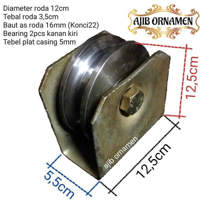 Jual Roda pagar roda gerbang roda bubut 12cm RODA SUPER BESI AS rell ...