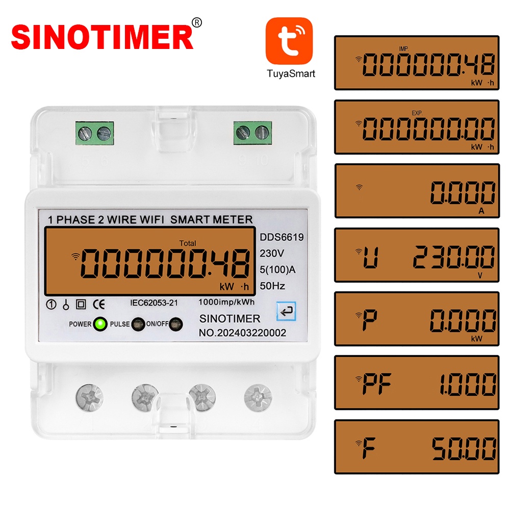 Jual NEW WIFI Remote Control Single Phase AC 220V 100A Energy Meter kWh ...