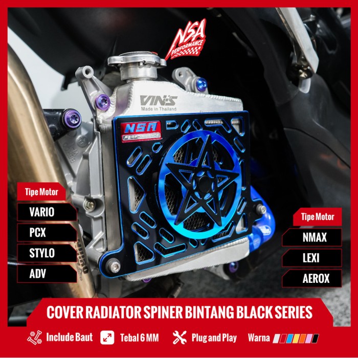 Jual NSA COVER RADIATOR SPINER BINTANG BLACK SERIES VARIO PCX NMAX ...