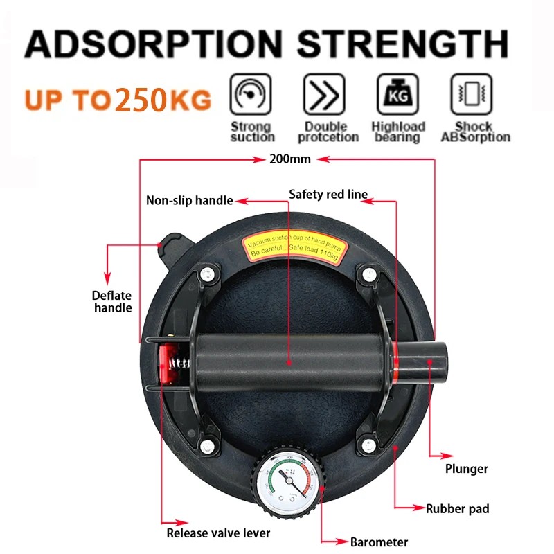 Jual Lifted Magnets Handling Tools 8 Inch 250KG Air Pump Vacuum Suction ...