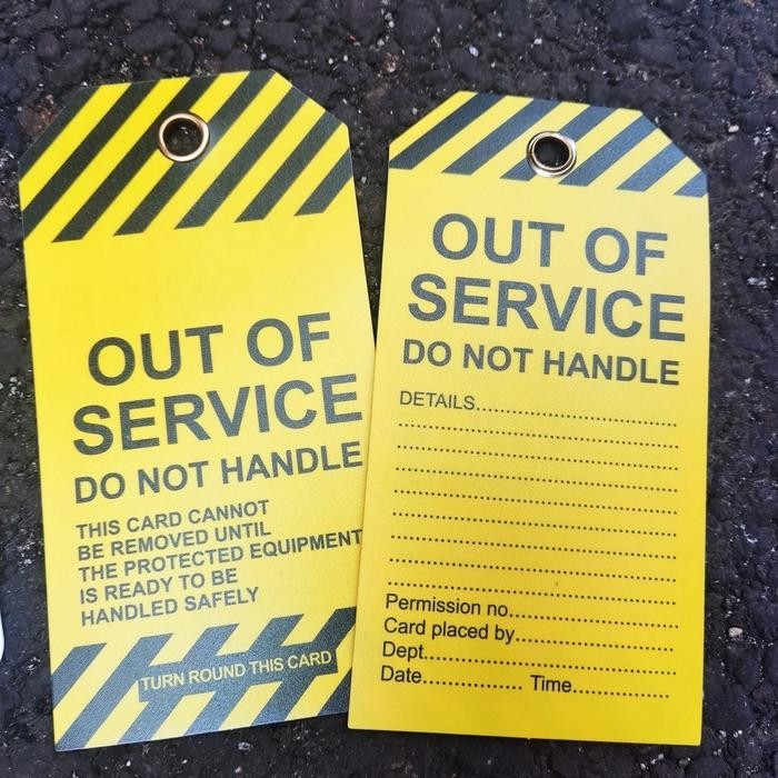 Jual SAFETY TAGS WATERPROOF PAPER AND POLY TAGS OUT OF SERVICE TAG ...