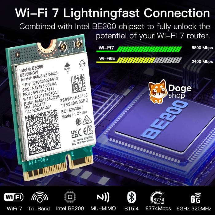 Jual Intel Be200 Wifi 7 Card Wireless Ngw 802.11 Be Be200Ngw Bt 5.4 ...