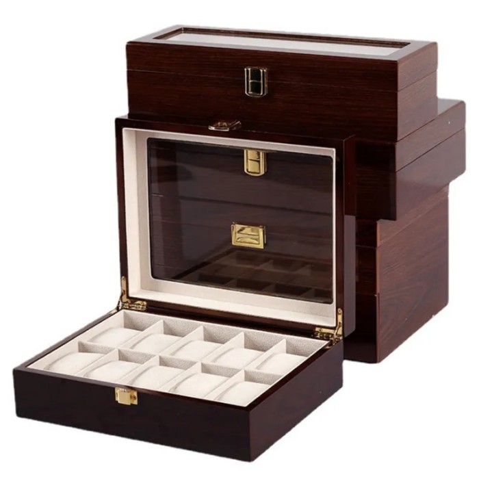 Jual Luxury Handmade Wood 6/10/12Grids Watch Clock Box for Men's and ...