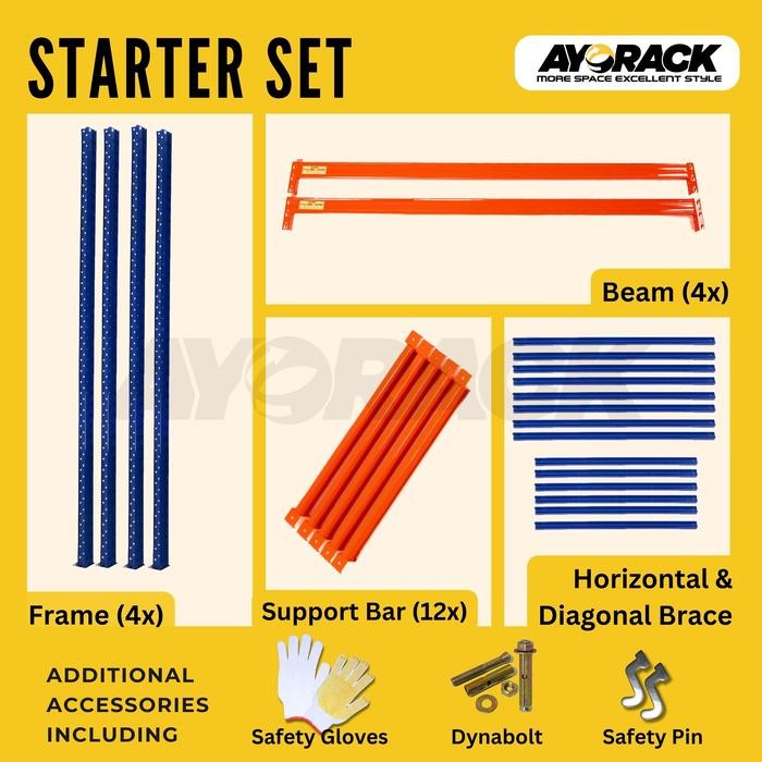 Jual PALLET RACKING 1 TON AYORACK AI10-2730S RAK HEAVY DUTY 3 METER ...