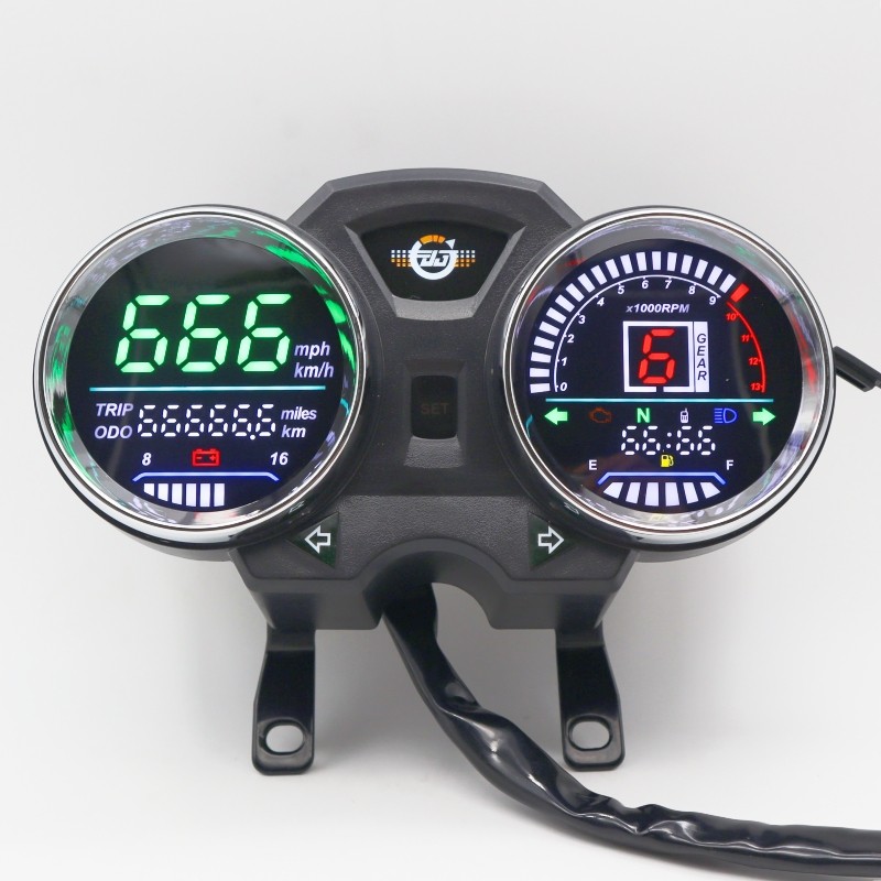 Jual Motoqueen Led Digital Motorcycle Speedometer Rpm Dashboard 1-6Gear ...